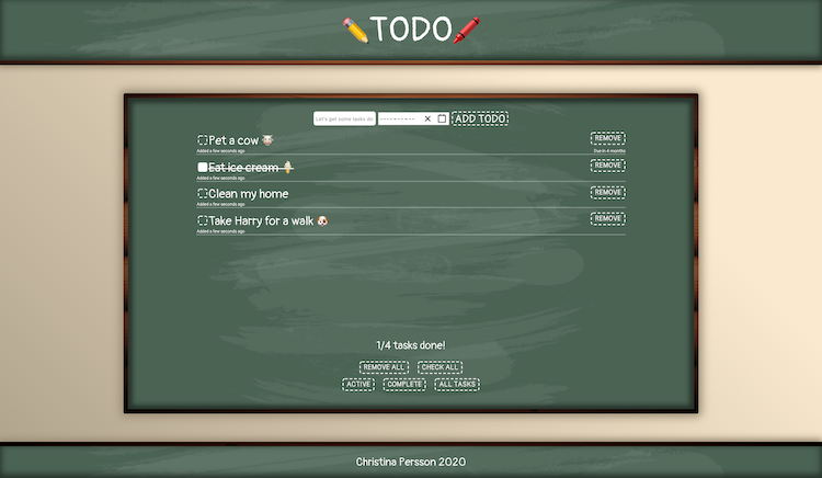 Todo app frontpage
